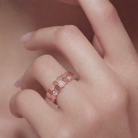 RG110RG B.Tiff Pavé Rose Gold Plated Mon Rêve Stainless Steel Ring