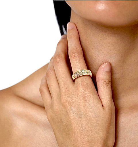 RG130G B.Tiff Three-Row Gold Plated Stainless Steel Eternity Ring