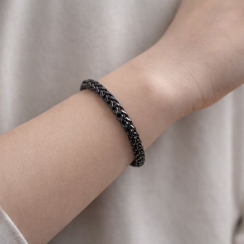 BG550GM B.Tiff Prince of Wales Gun Metal Stainless Steel Chain Bracelet