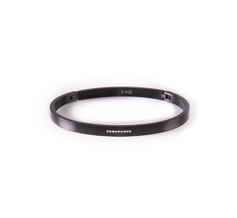 BG309B B.Tiff 9-Stone Pave Black Anodized Stainless Steel Bangle Bracelet