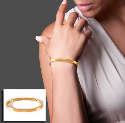 BG309RG B.Tiff 9-Stone Pave Rose Gold Plated Stainless Steel Bangle Bracelet