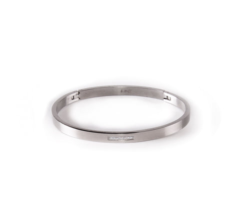 BG309W B.Tiff 9-Stone Pave Stainless Steel Bangle Bracelet