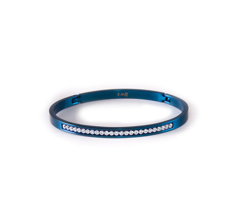 BG333BL B.Tiff Eternity 25 Blue Sapphire Stainless Steel Bangle Bracelet