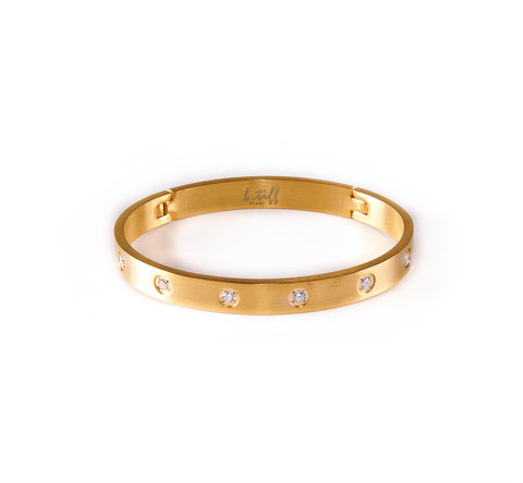 BG808G B.Tiff 8-Stone Bold Gold Plated Stainless Steel Bangle Bracelet