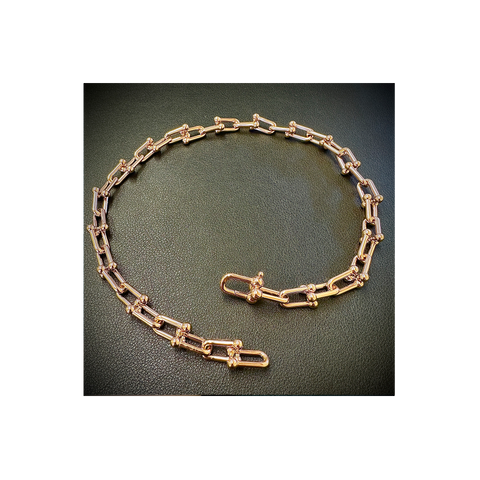 C525RG B.Tiff Rose Gold Plated Horseshoe Link Stainless Steel Chain Necklace