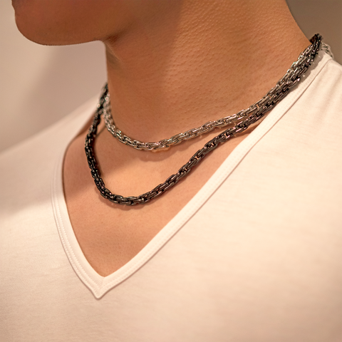 C550GM B.Tiff Gun Metal Stainless Steel Prince of Wales Chain Necklace