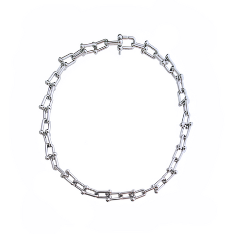 C525W B.Tiff Horseshoe Link Stainless Steel Chain Necklace