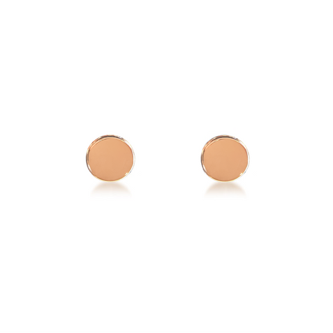 ER003RG B.Tiff Plain Round Rose Gold Plated Stainless Steel Stud Earrings
