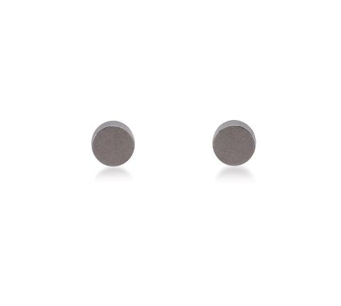 ER003B B.Tiff Plain Round Black Anodized Stainless Steel Stud Earrings