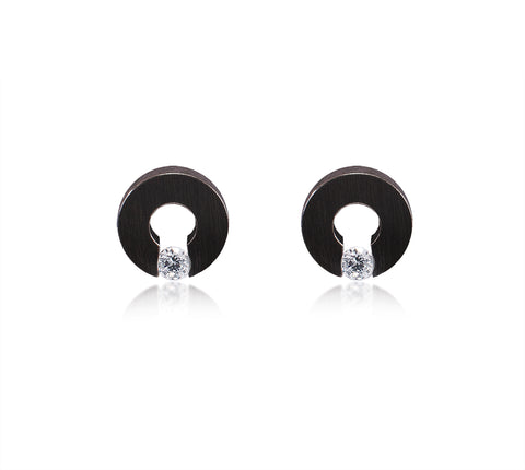 ER100B B.Tiff Malfinia Black Anodized Stainless Steel Earrings