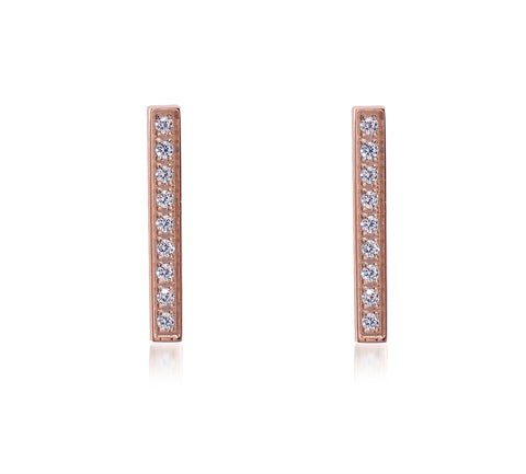 ER107R B.Tiff 9-Stone Short Bar Rose Gold Plated Stainless Steel Earrings