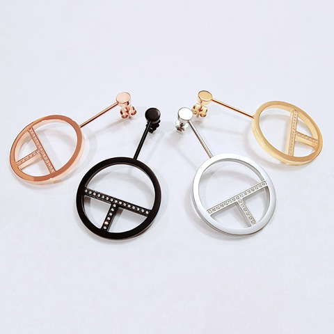 ER108RG B.Tiff Logo T Bar Rose Gold Plated Stainless Steel Earrings