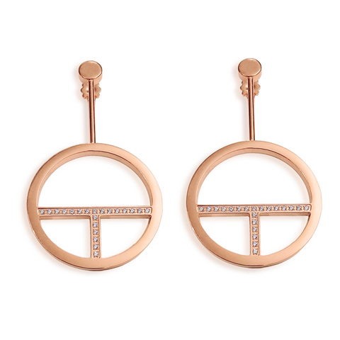 ER108RG B.Tiff Logo T Bar Rose Gold Plated Stainless Steel Earrings