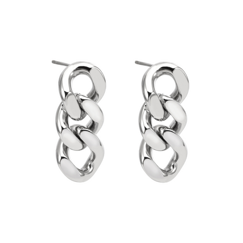 ER160W B.Tiff High Polish Cuban Link Stainless Steel Earrings