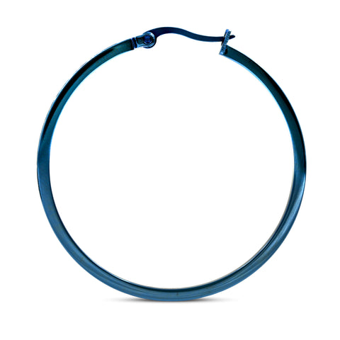 ER317BL B.Tiff Pave 58-Stone Classic Blue Sapphire Stainless Steel Large Hoop Earrings