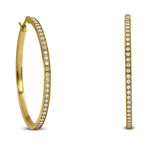 ER317W B.Tiff Pave 58-Stone Classic Stainless Steel Large Hoop Earrings