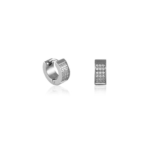 ER418G B.Tiff Pave Gold Plated Stainless Steel Huggie Earrings