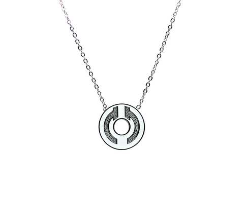 PT1017WBL B.Tiff Pave Logo Pendant