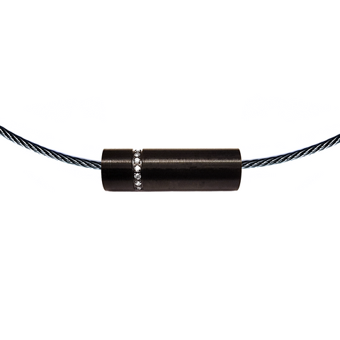 PT080B B.Tiff Black Anodized Pavé Rouleau Stainless Steel Pendant