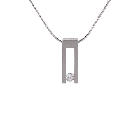 PT089W B.Tiff Hollow Bar Stainless Steel Pendant Necklace