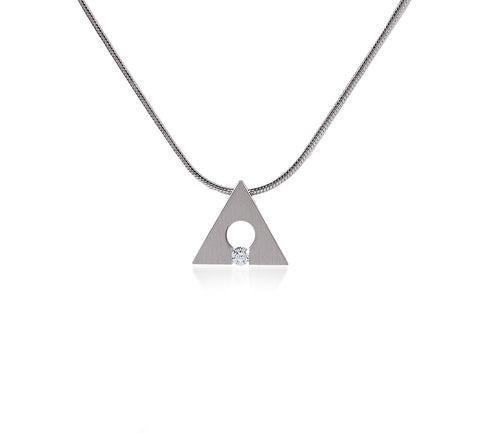 PT093W B.Tiff Stainless Steel Supera Triangle Pendant Necklace