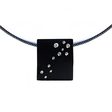 PT094B B.Tiff Black Anodized Pavé Galaxie Stainless Steel Pendant