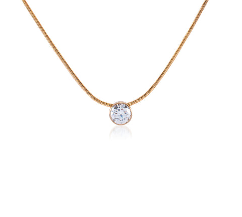 PT101RG B.Tiff 1 ct Rose Gold Plated Stainless Steel Solitaire Pendant Necklace