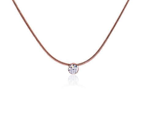 PT101RG B.Tiff 1 ct Rose Gold Plated Stainless Steel Solitaire Pendant Necklace