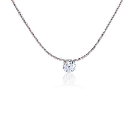 PT101W B.Tiff 1 ct Stainless Steel Solitaire Pendant Necklace