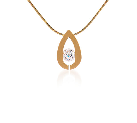 PT106G B.Tiff Drop Gold Plated Stainless Steel Pendant Necklace