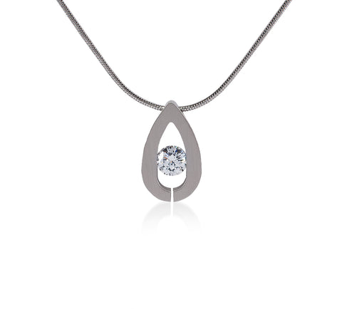 PT106W B.Tiff Drop Stainless Steel Pendant Necklace