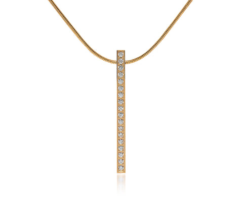 PT107G  B.Tiff 18-Stone Gold Plated Stainless Steel Bar Pendant Necklace