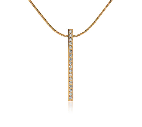 PT107G B.Tiff 18-Stone Gold Plated Stainless Steel Bar Pendant Necklace