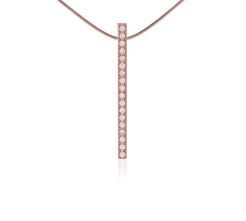 PT107B B.Tiff 18-Stone Black Anodized Stainless Steel Bar Pendant Necklace
