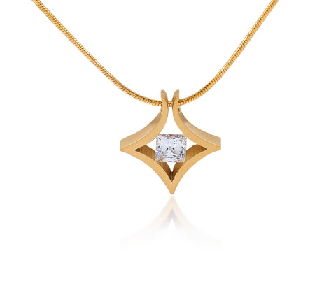 PT124W B.Tiff Natal 1 ct Princess Cut Stainless Steel Pendant Necklace