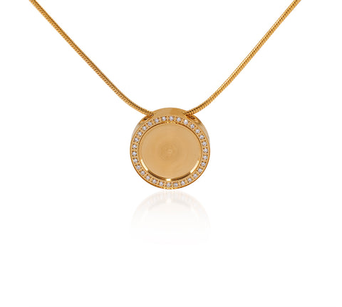 PT207G B.Tiff Pave 30-Stone Halo Gold Plated Stainless Steel Pendant Necklace