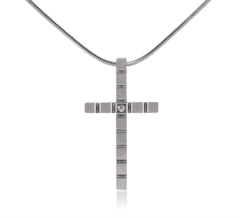 PT209G B.Tiff Box Cut Cross Gold Plated Stainless Steel Pendant