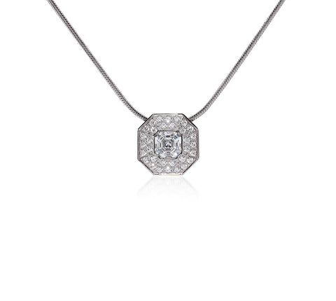 PT228W B.Tiff Hexagon Stainless Steel Pendant Necklace