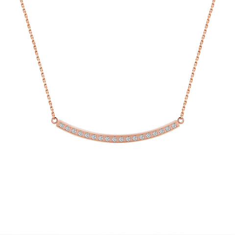 PT324RG B.Tiff Rose Gold Plated Mini "Smile" Stainless Steel Adjustable Pendant Necklace