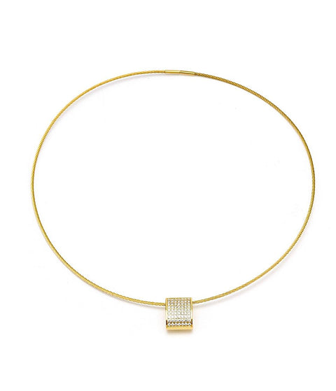 PT444G B.Tiff Pavé Oreiller Gold Plated Stainless Steel Pendant Necklace