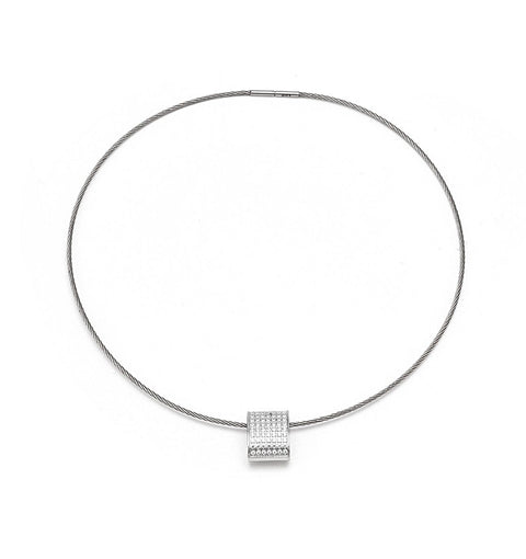 PT444W B.Tiff Pavé Oreiller Stainless Steel Pendant Necklace