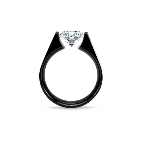 RG093B B.Tiff 2 ct Round Black Anodized Stainless Steel Solitaire Engagement Ring