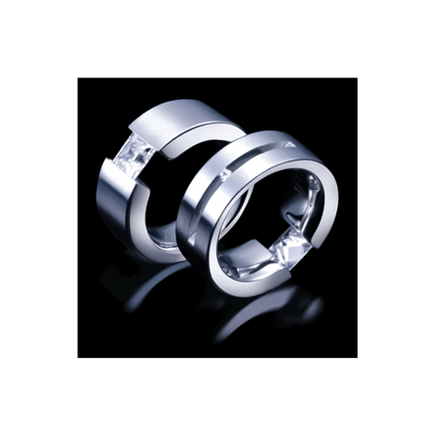 RG094W B.Tiff 1 ct Double Sided Princess Cut Stainless Steel Solitaire Ring