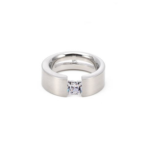 RG094W B.Tiff 1 ct Double Sided Princess Cut Stainless Steel Solitaire Ring