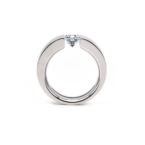 RG094W B.Tiff 1 ct Double Sided Princess Cut Stainless Steel Solitaire Ring