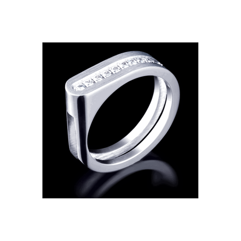 RG098 B.Tiff Pavé Carrée Stainless Steel Ring