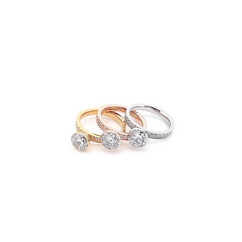 RG112W B.Tiff 2 ct Pavé Stainless Steel Eternity Solitaire Engagement Ring