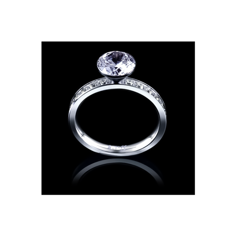 RG112W B.Tiff 2 ct Pavé Stainless Steel Eternity Solitaire Engagement Ring