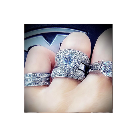 RG125W B.Tiff Aŭreolo 2 ct Stainless Steel Round Halo Engagement Ring