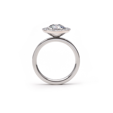 RG125W B.Tiff Aŭreolo 2 ct Stainless Steel Round Halo Engagement Ring